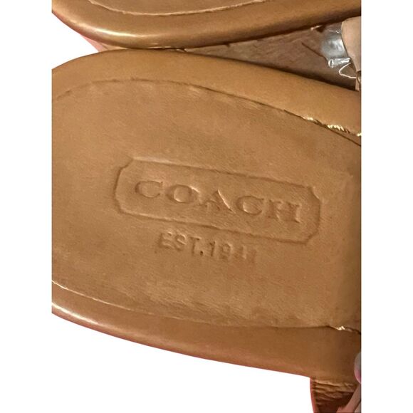 Coach Womens Georgina Metallic Strappy Cork Platform Wedge Sandals Tan Size 8.5B - Picture 6 of 9